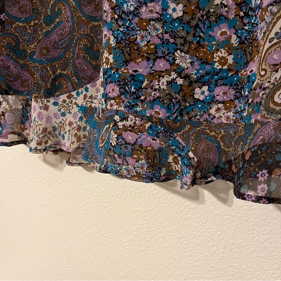 Christopher & Banks S Brown w/ Multicolored Floral & Paisley Print Midi Skirt - Picture 6 of 8